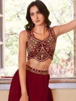 Maroon Rangoli Georgette Readymade Lehenga Choli